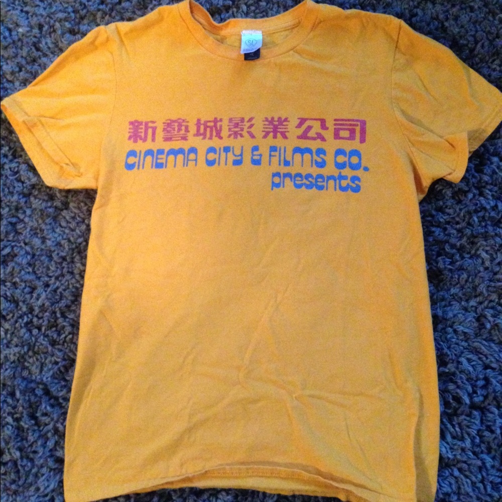 Cinema films gold tee /faux vintage